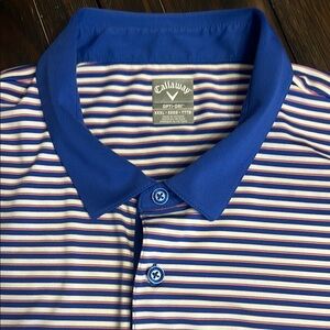 Callaway Blue and White Striped Polo Shirt